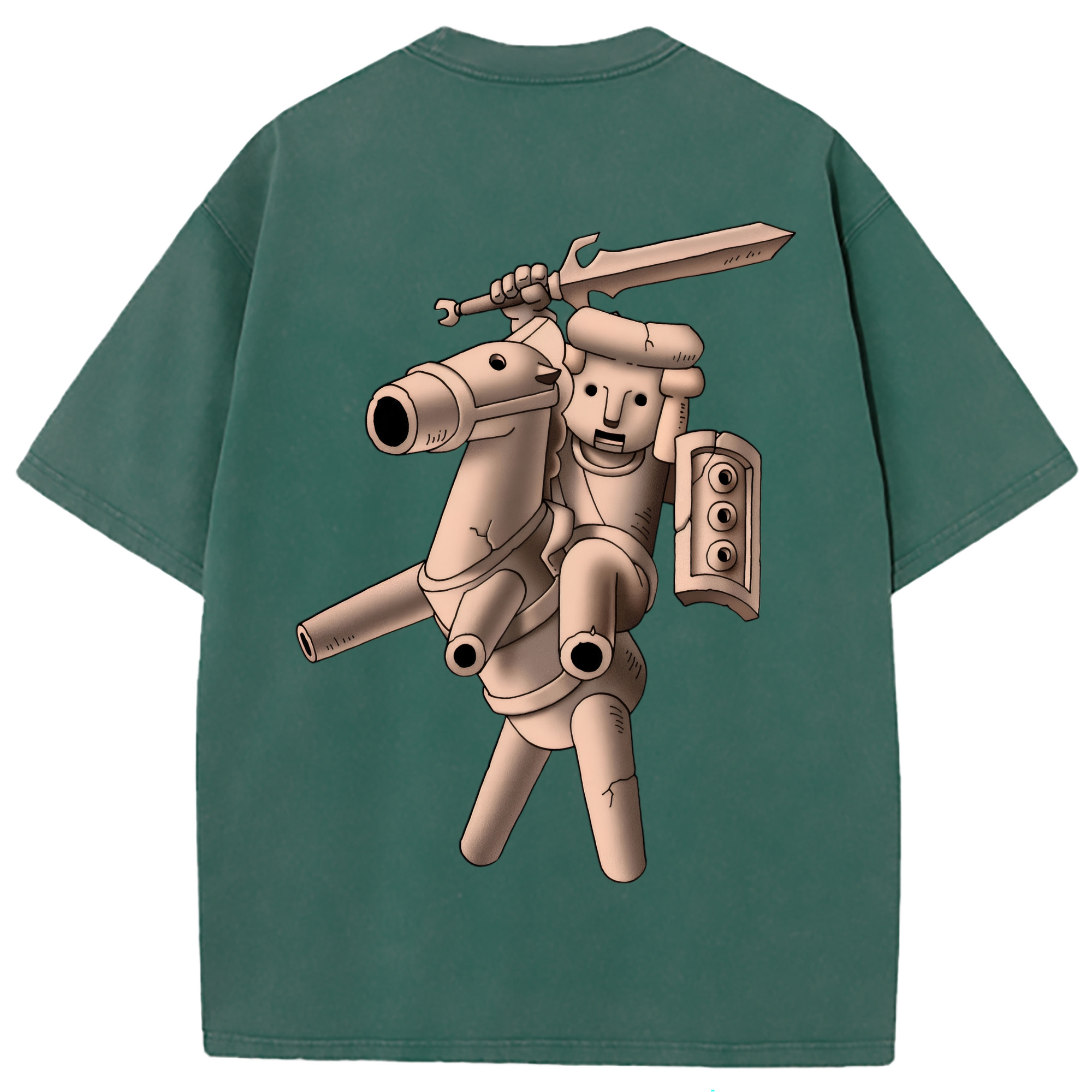 （画像用） ドラゴンクエスト Doragon Kuesuto Dragon Quest 綿100% ヴィンテージ風 半袖Tシャツ（背面プリント）